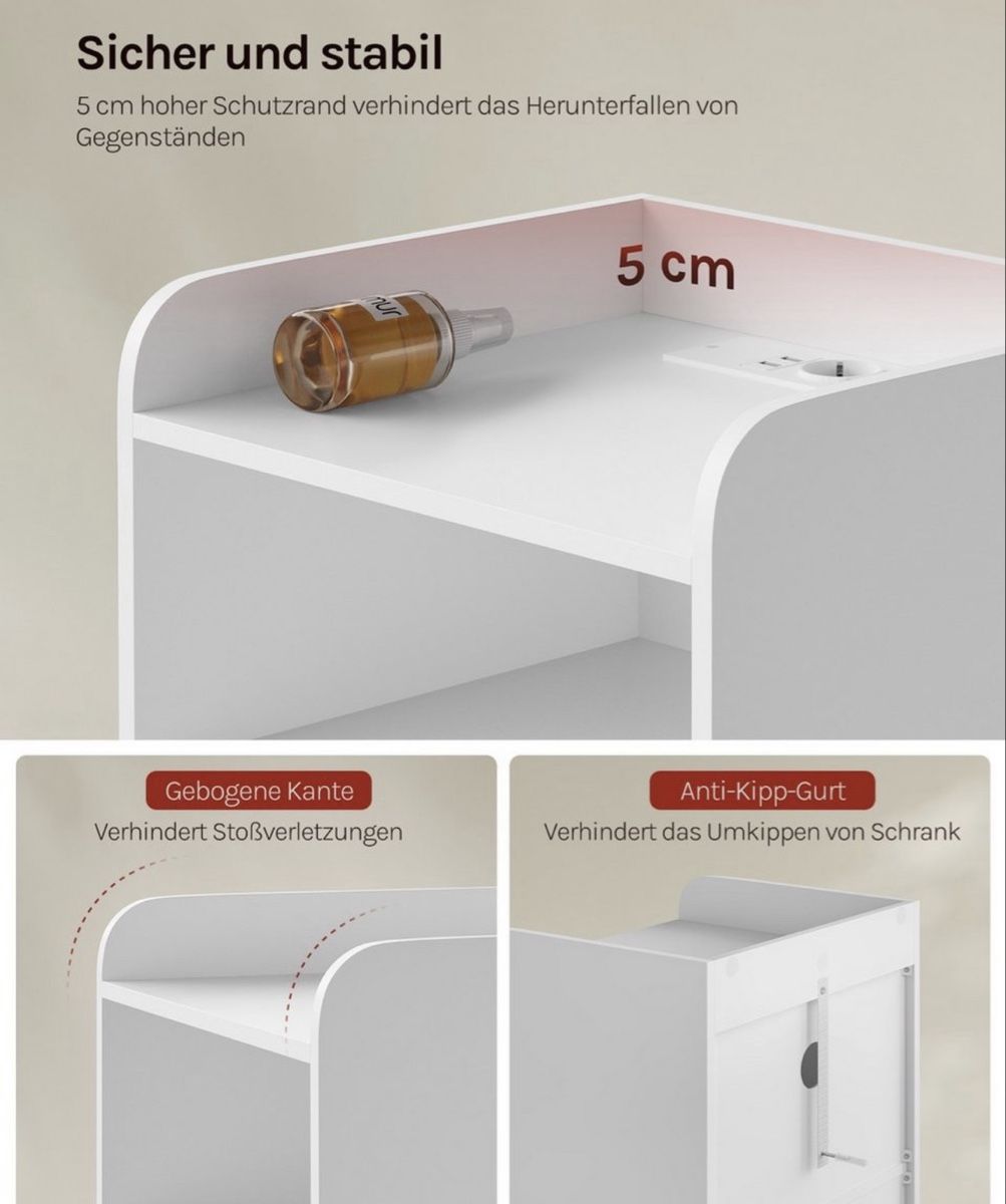 Comodini: Nachttisch weiss mit LED-Beleuchtung – Nuovo e nell'imballaggio originale da Ettingen venduto da sweety1503 5