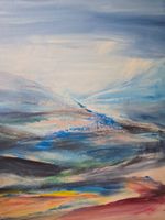 Originalgemälde, Landschaft in blau,Leinwand 50x70cm Unikat