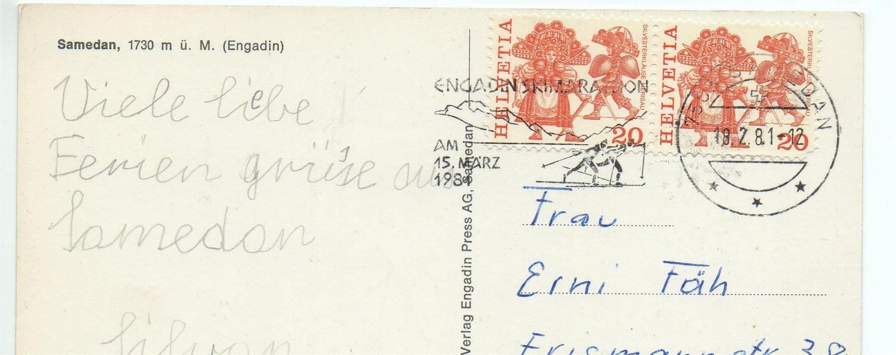 Cartoline postali: SAMEDAN by night – Usato da Jona venduto da philajona 1