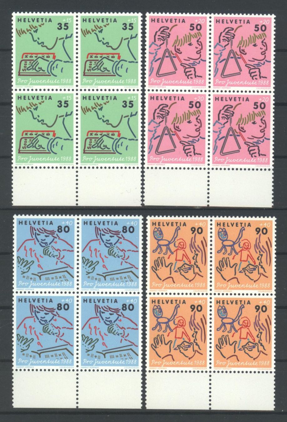 Tutti i francobolli: 1988, Pro Juventute, Viererblöcke ** – Usato da Willisau venduto da Vollstempel