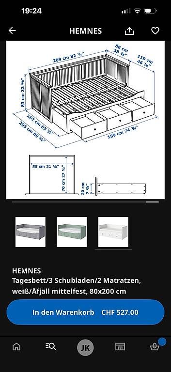 Lits: Bett mit oder ohne Matratze(n) IKEA Hemnes  – D'occasion à Kölliken par Bunnylump1 3