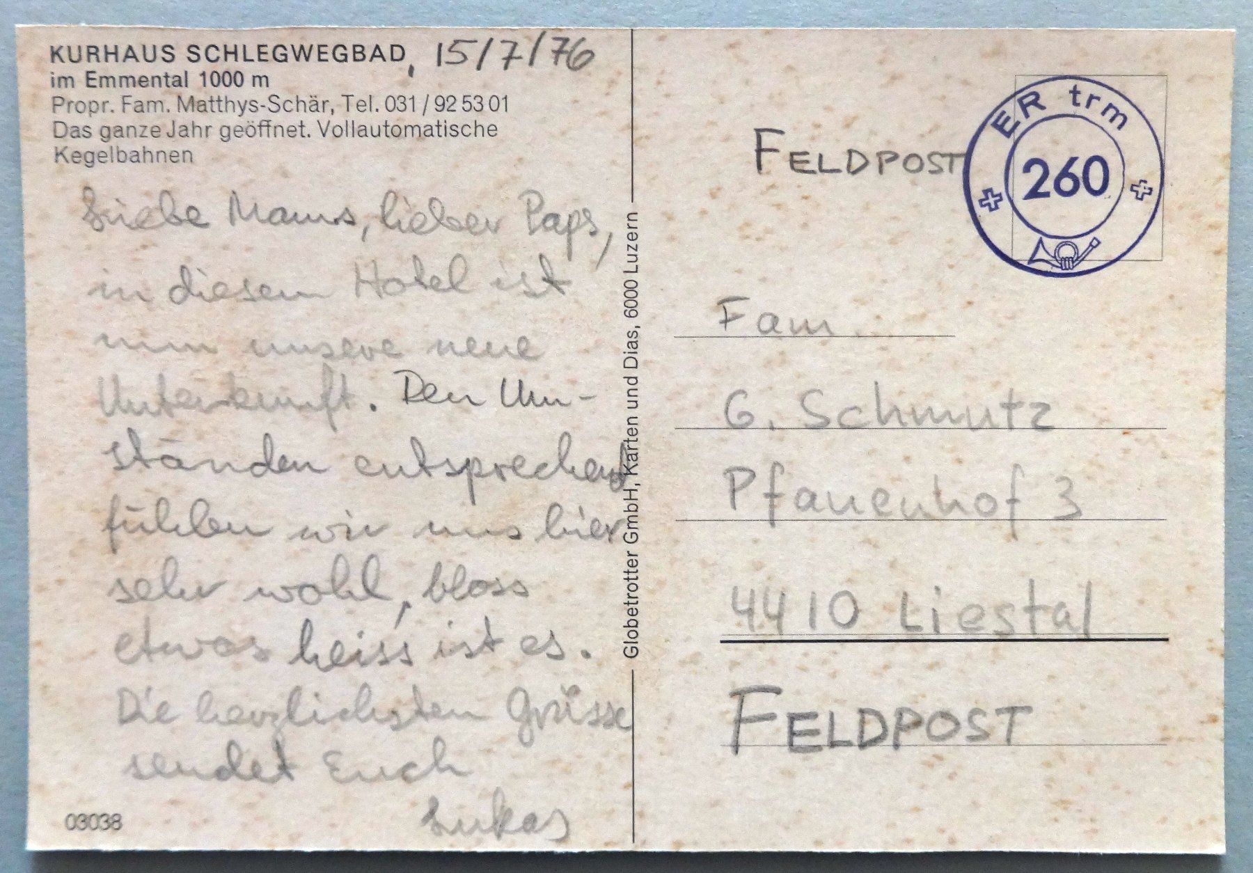 Cartoline postali: Kurhaus Schlegwegbad im Emmental – Usato da Fétigny venduto da Billy2miny 1