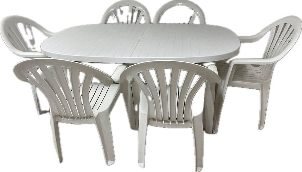 Set di tavolo e panche: Gartentisch mit Zwischenstück 6 Stühlen – Usato da Kleinlützel venduto da nh568 1