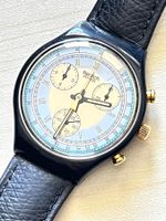 Swatch Chronograph Herrenuhr, Schwarz Leder