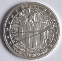 Silber-Medaille, Apollo 16, 5. Mondlandung, Silber 999/15gr.
