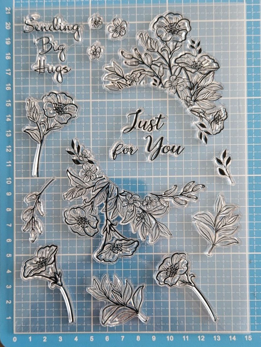 Stempel: Silikonstempel Nr.566, Blumen, Blätter, Texte – Neu und originalverpackt aus Gretzenbach von Fliegepilz56 1