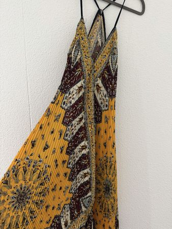Maxikleid Plissee Made in Italy -Boho Paisley Gelb