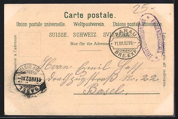 Cartoline postali: Litho Aarau, Kaserne, Alpenzeiger, Total – Usato da Berlin venduto da bartko-reher 1
