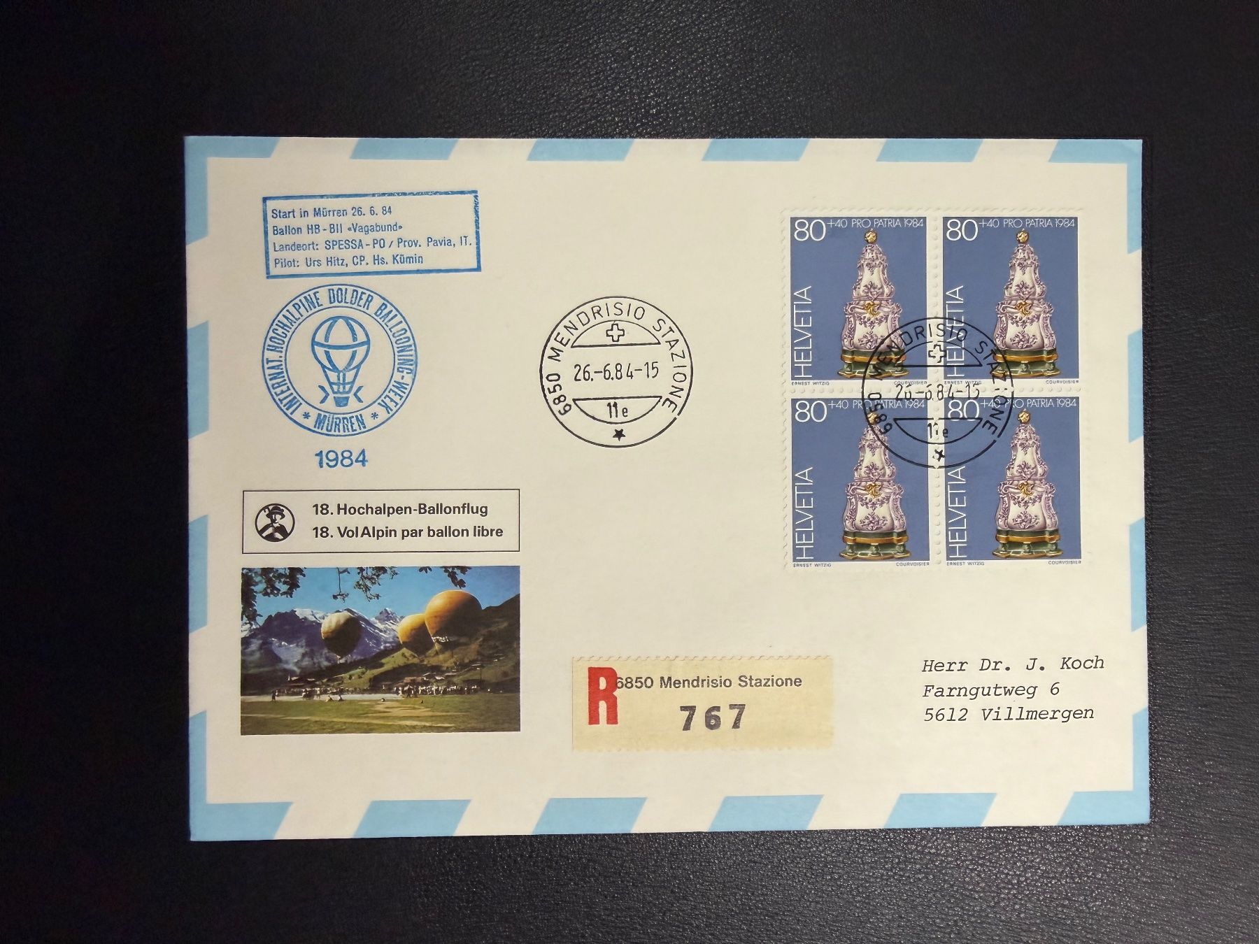 Tutti i francobolli: 18. Hochalpen-Ballonflug 1984 – Usato da oberrüti venduto da jeanmei