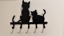 Schwarzer Katzen-Haken, 5 Haken, für Schlüssel
