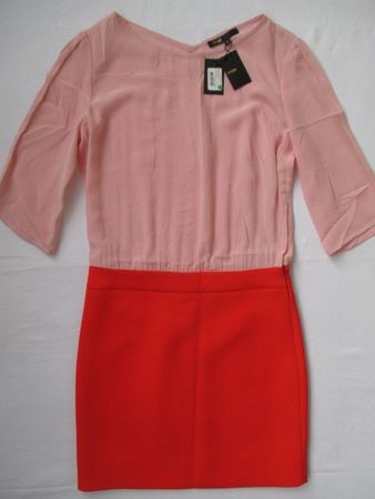 MAJE – neues Kleid mit Bluse aus Seide Gr. 1 / Gr. S / 36