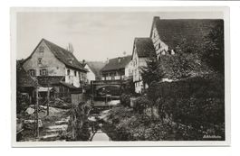 Schleitheim (SH) Dorfpartie am Bach - echte Foto-AK  um 1940