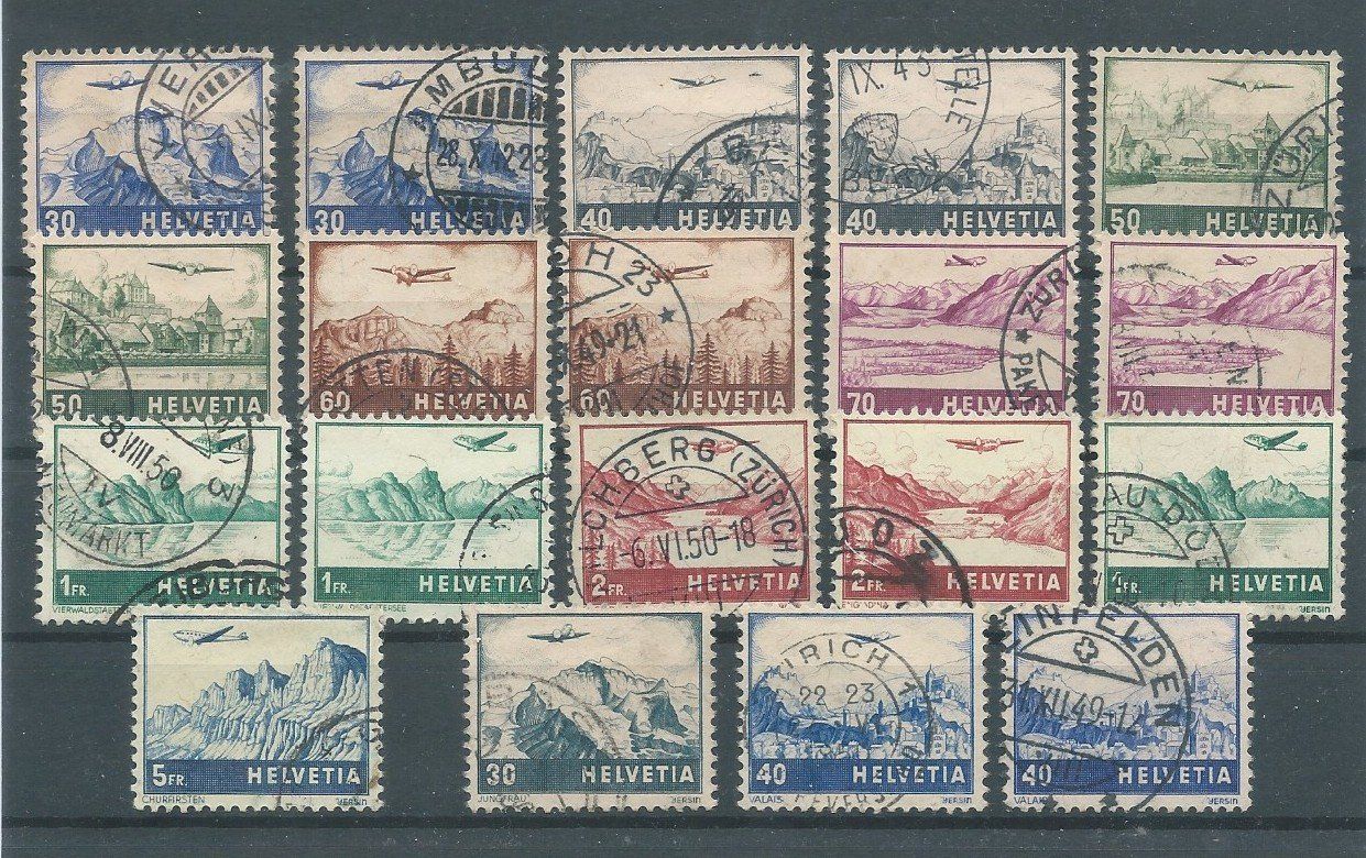 Alle Briefmarken: Flugpost Landschaften gestempelt – Gebraucht aus Mönchaltorf von Bantu7