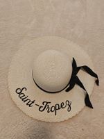 Saint-Tropez Sonnenhut, Beige mit schwarzer Schleife, 57cm