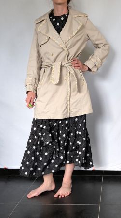 Trench beige avec boutons et ceinture tweed Morgan
