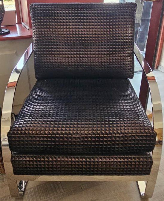 Sessel: Fauteuil Design chrome tissu texturé (Modèle Unique) – Neu (gemäss Beschreibung) aus Etoy von eme_c8rt