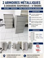 2 Armoire métalliques 4 tiroirs avec clés