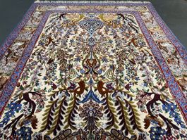 Isfahan mit Seide Perserteppich, 190x114 cm . gereinigt