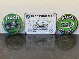 3 Pcs. PUCH METALL Vintage Tafel nur bei uns ! NEU !