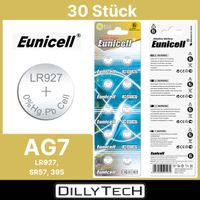 Eunicell AG7, SR927SW, 395 Knopfzellenbatterie - 30 Stk.