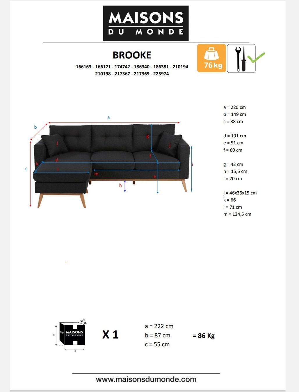 Maison du Monde Brooke Ecksofa hellgrau | Kaufen auf Ricardo