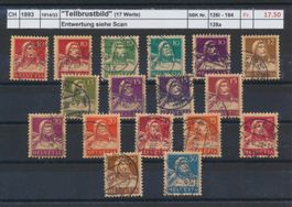 1914/33 "Tellbrustbild" (17 Werte), gestempelt