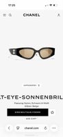 CHANEL Cat-Eye-Sonnenbrille Nylon Schwarz WeiSS Beige