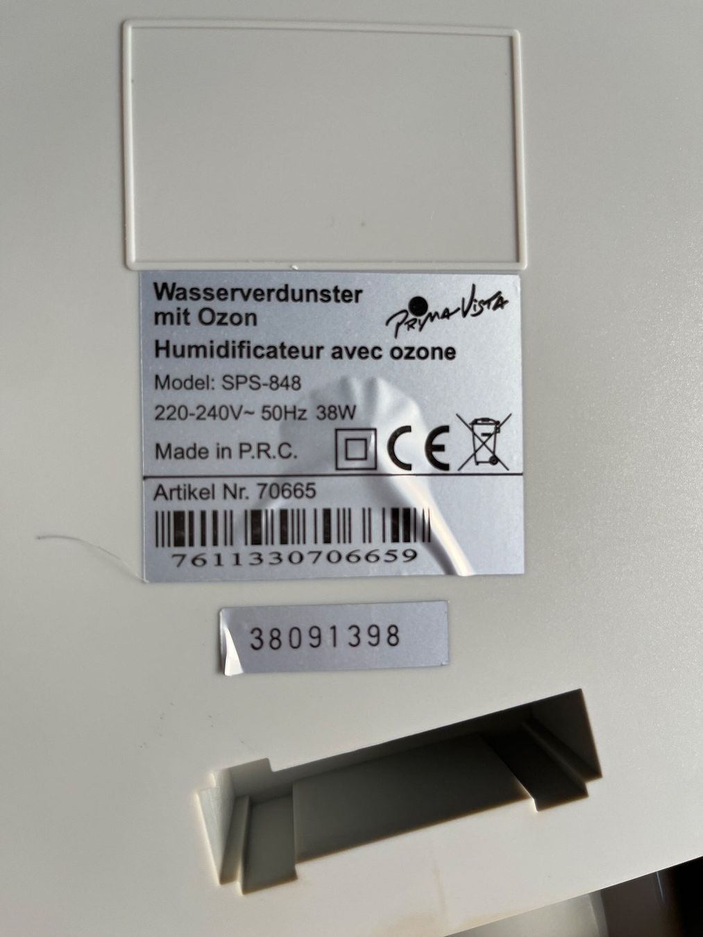 Umidificatori d'aria: Luftbefeuchter / Wasserverdunster mit Ozon, Prima Vista – Usato da Frutigen venduto da Distel14 6