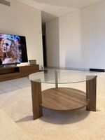 Couchtisch rund Glas Holzablage sehr guter Zustand