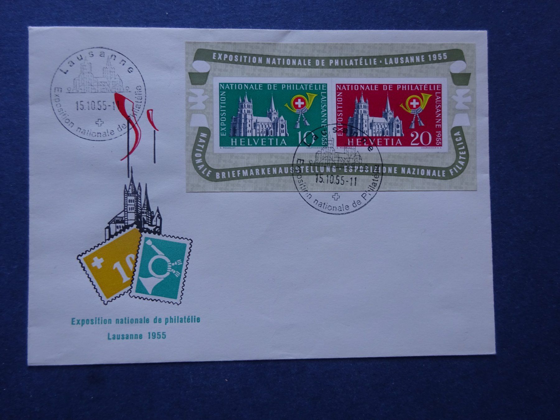 Alle Briefmarken: 1955 Block auf Sonderbrief - Adresslos – Gebraucht aus Appenzell-Steinegg von adi1975