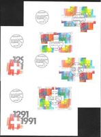 1991, 4 FDC 700Jahre Eidgenossenschaft Z91-Z98, Kat.100.-