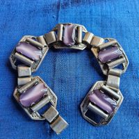 Sterling Silber Vintage Armband mit lila Steinen , 60er