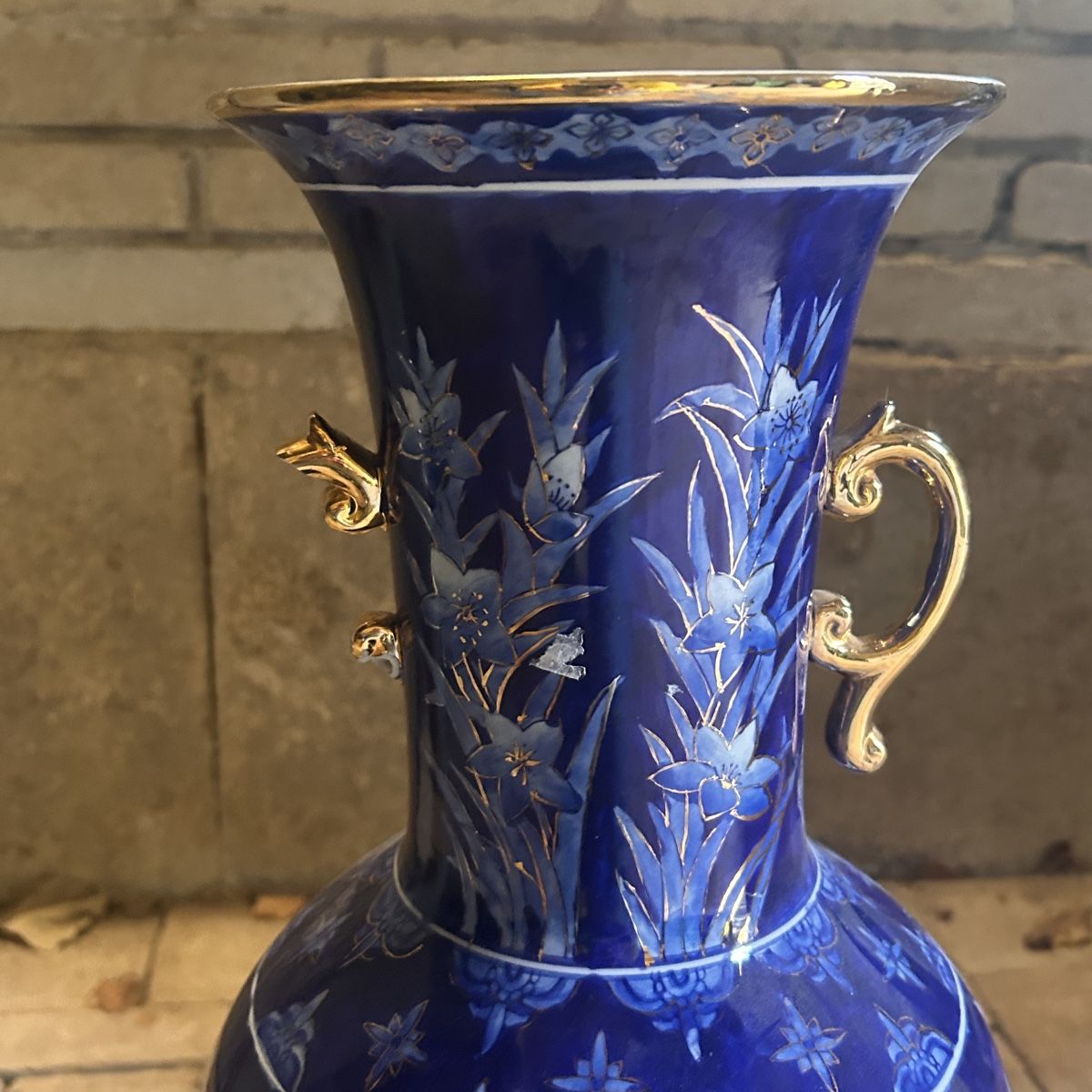Vasi & Recipienti: Blaue Keramik Vase gross! Goldrand – Usato da Laufen venduto da belleskulptur 7