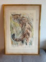Fritz HUG Lithograf Katze gerahmt 113/250 70er Jahre