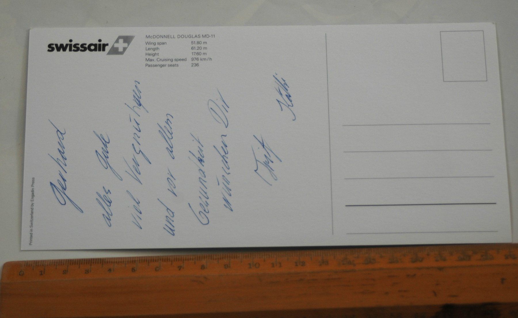 Cartoline postali: Swissair McDonnell Douglas MD-11 – Usato da Schaffhausen venduto da RolfMeister 1