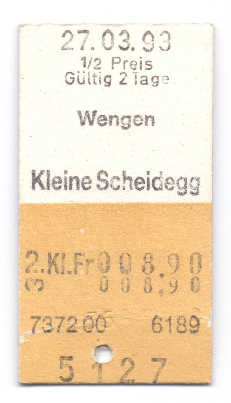 Biglietti: Billette Wengen - Kleine Scheidegg WAB – Usato da Langenthal venduto da Sammlungs_aus