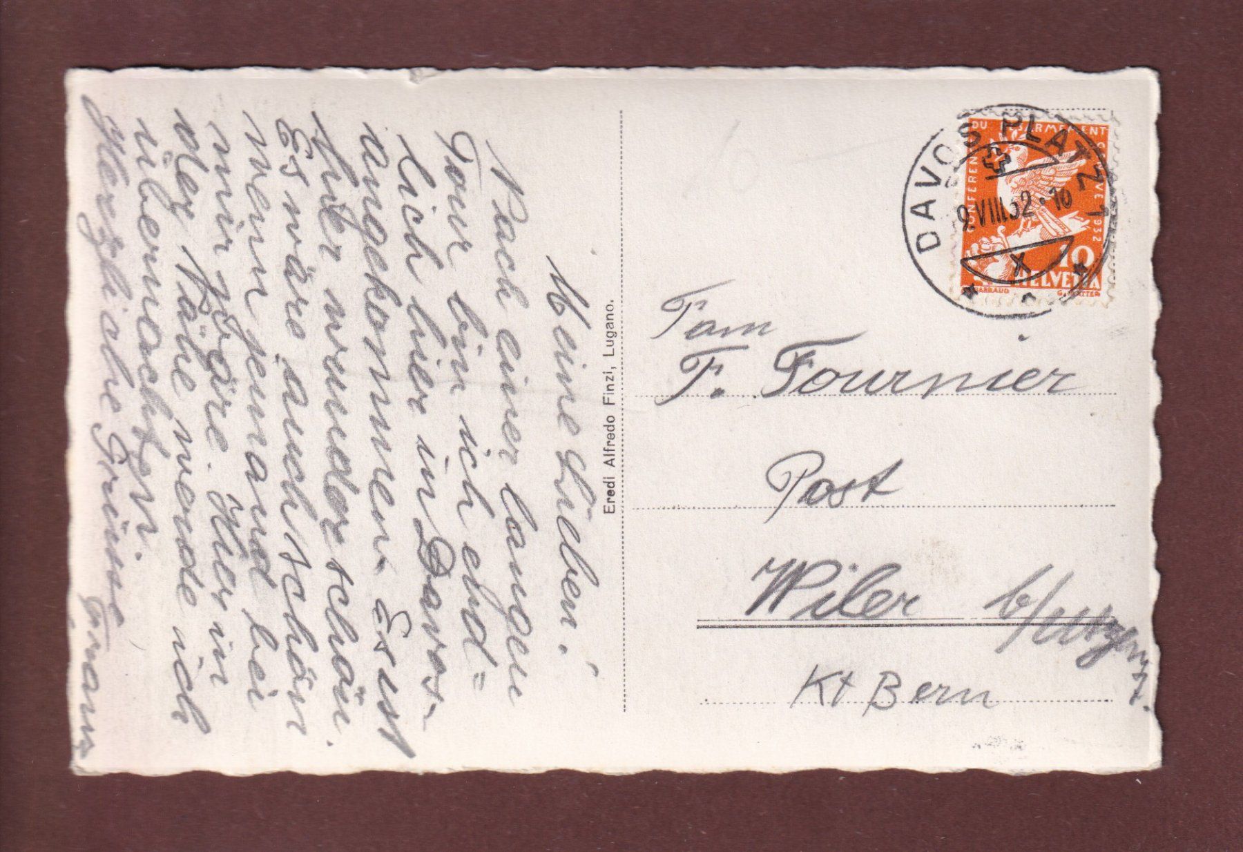 Cartoline postali: DAVOS-PLATZ und Dorf - Schatzalpbahn - 1932 – Usato da Pully venduto da nicecards 1