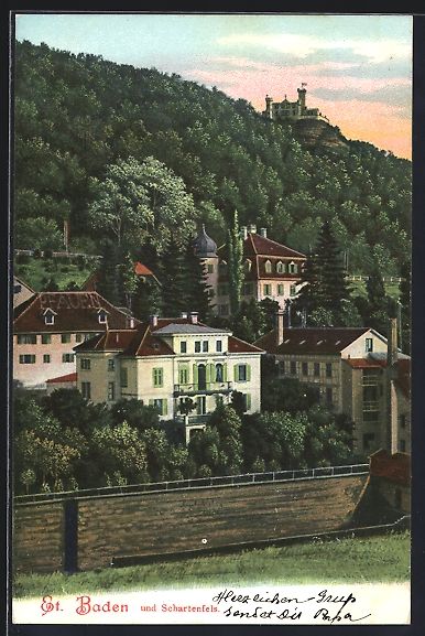 Cartoline postali: AK Baden, Ortspartie mit Schartenfels – Usato da Berlin venduto da bartko-reher
