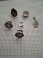 Schmuck Set Ringe Anhänger Ohrclips Silber gemischt Zustand