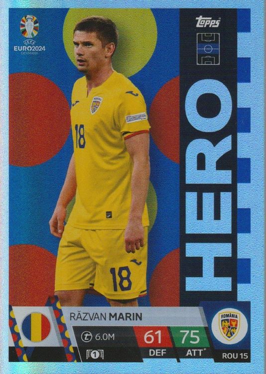 EURO 2024 Topps MATCH ATTAX HERO ROU 15 RAZVAN MARIN foil (Neu (gemäss ...