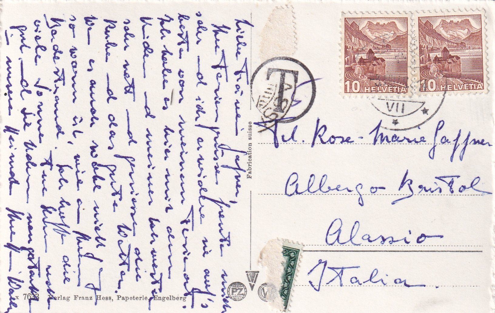 Cartoline postali: Engelberg mit Hahnen /mp – Usato da Hombrechtikon venduto da Rudolf07 1