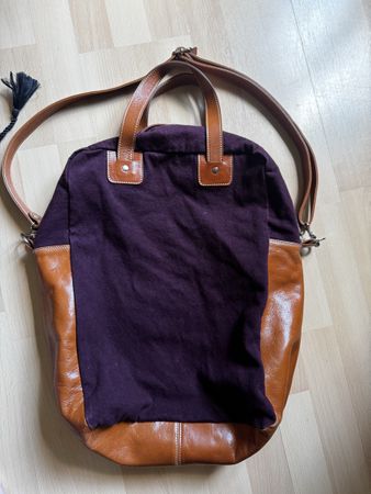 Tasche aus Canvasstoff und Zebuleder