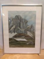 Aquarelle montagne chalet, Charmey Pralet Gruyère 