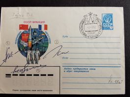 Raumfahrt  Rarität  UdSSR  Frankreich  Autogramme  Kosmonaut