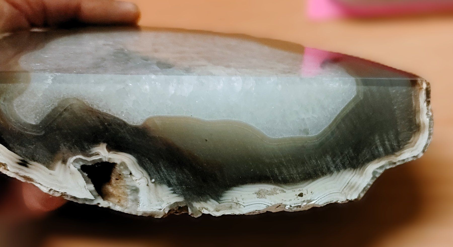 Mineralien & Heilsteine: Achatscheibe ca 16 cm breit mit Standfläche – Gebraucht aus Rheineck von han_c85z 4