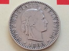 20 Rappen 1883 Ni ss+, nur 2,5 Mio!