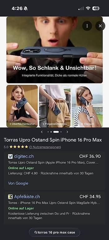 Telefoni: TORRAS MagSafe Hülle iPhone 16 Pro Max mit Standring – Usato da Zürich venduto da Billybald_Baldalt 3