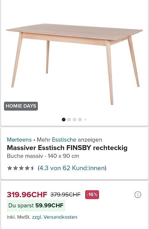 Tavoli: Esstisch massiv aus Buchenholz – Usato da Rüschlikon venduto da Lili444 4
