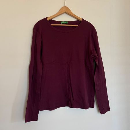 Benetton Langarmshirt in Bordeaux – Grösse XL (Top Zustand)