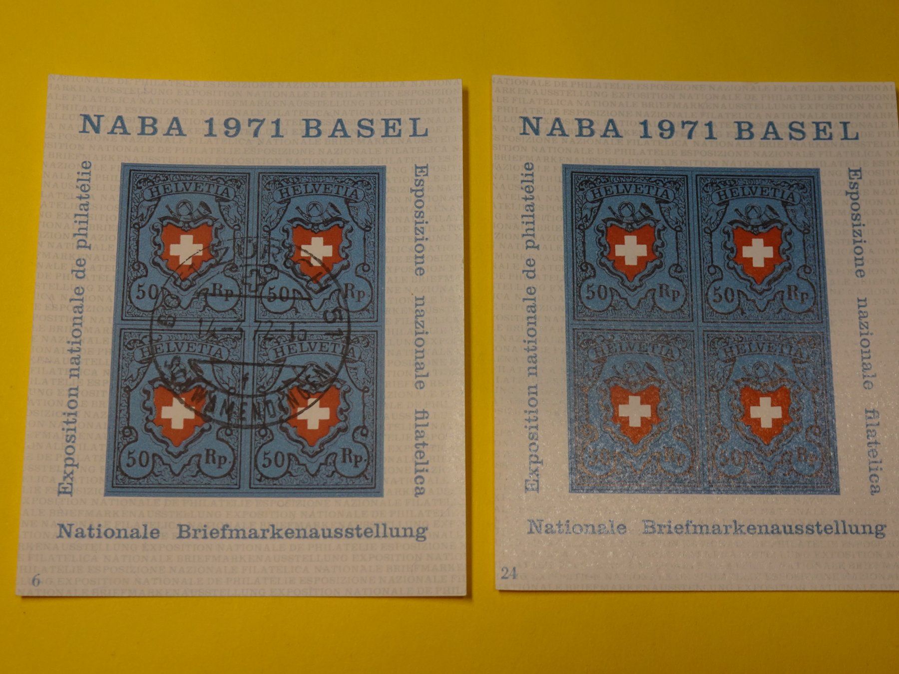 Tous les timbres: 1971, 2 BLOCKS NABA BASEL; POSTFRISCH ERSTTAG – Neuf (Voir description) à Eschenbach SG par eDaisy